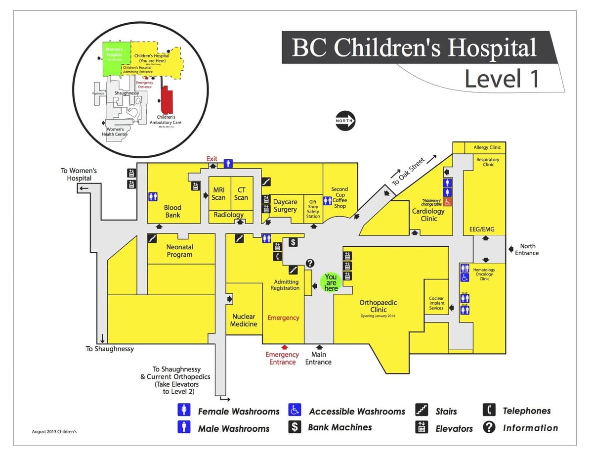 Mapa ng children ' s hospital sa vancouver