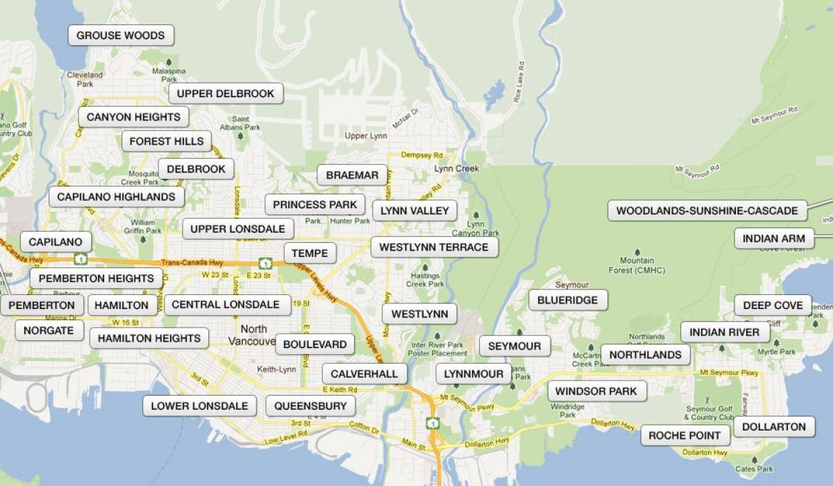 Mapa ng distrito ng north vancouver 