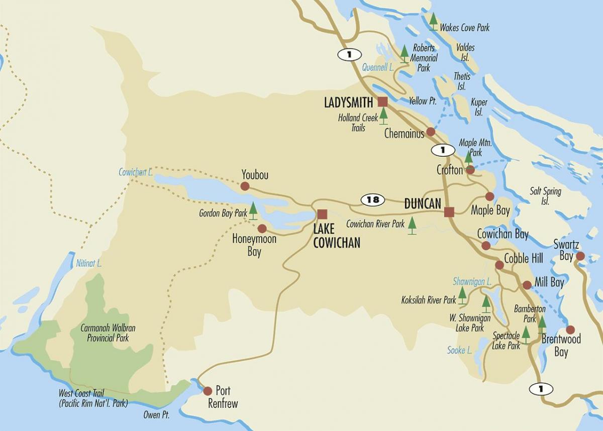 Mapa ng duncan vancouver island 