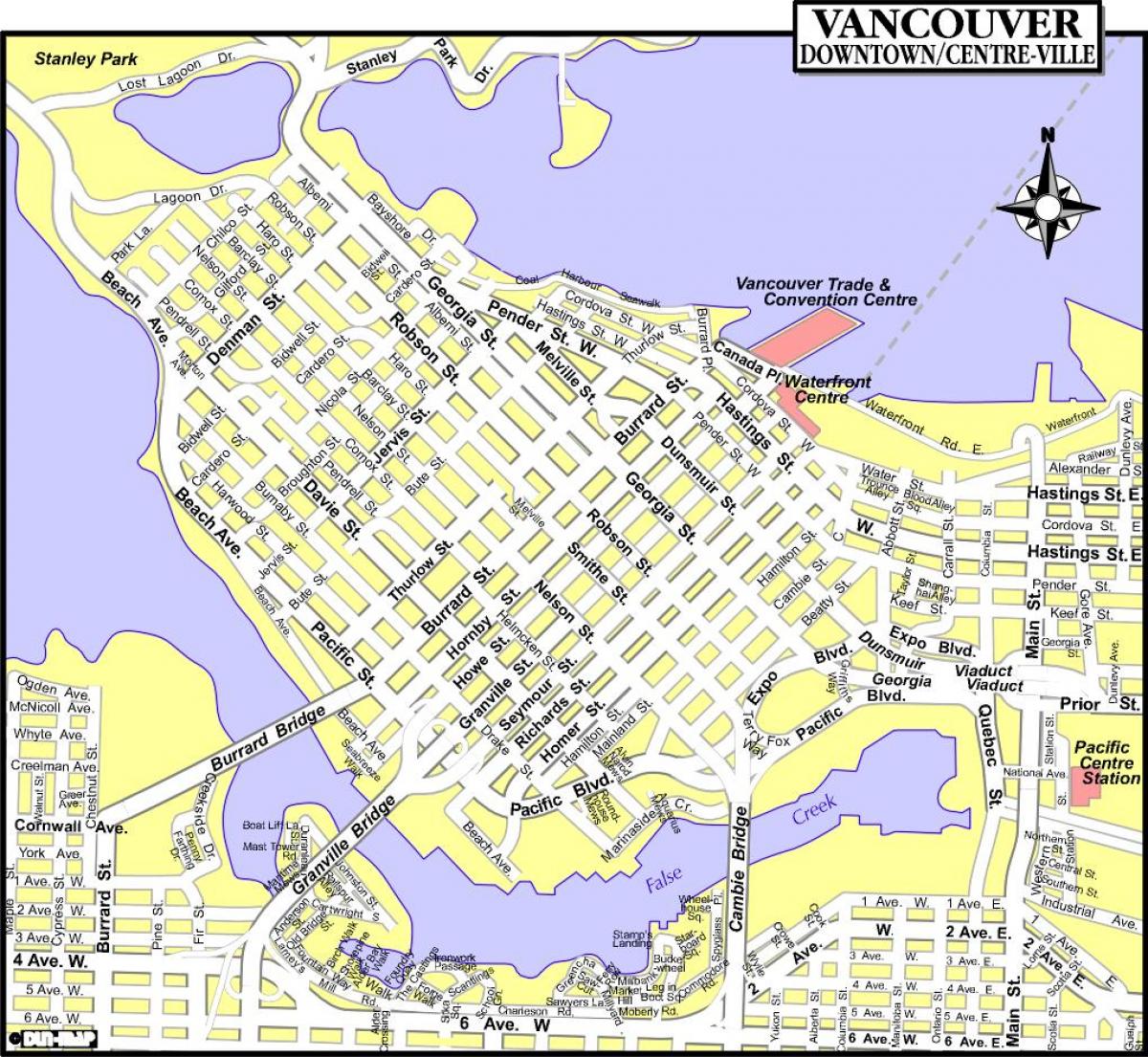 Mapa ng downtown vancouver bc