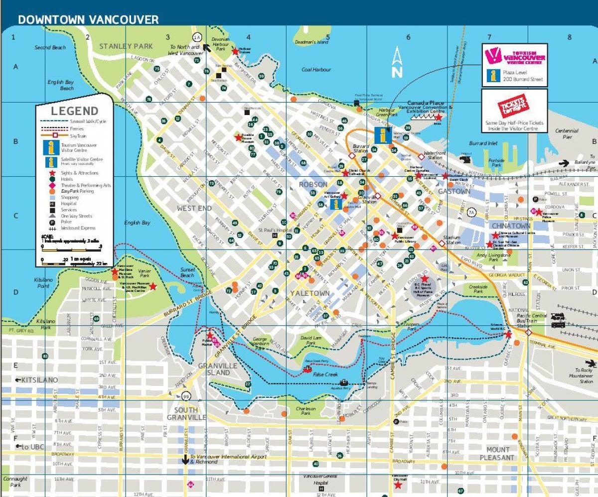 mapa ng kalye ng downtown vancouver bc