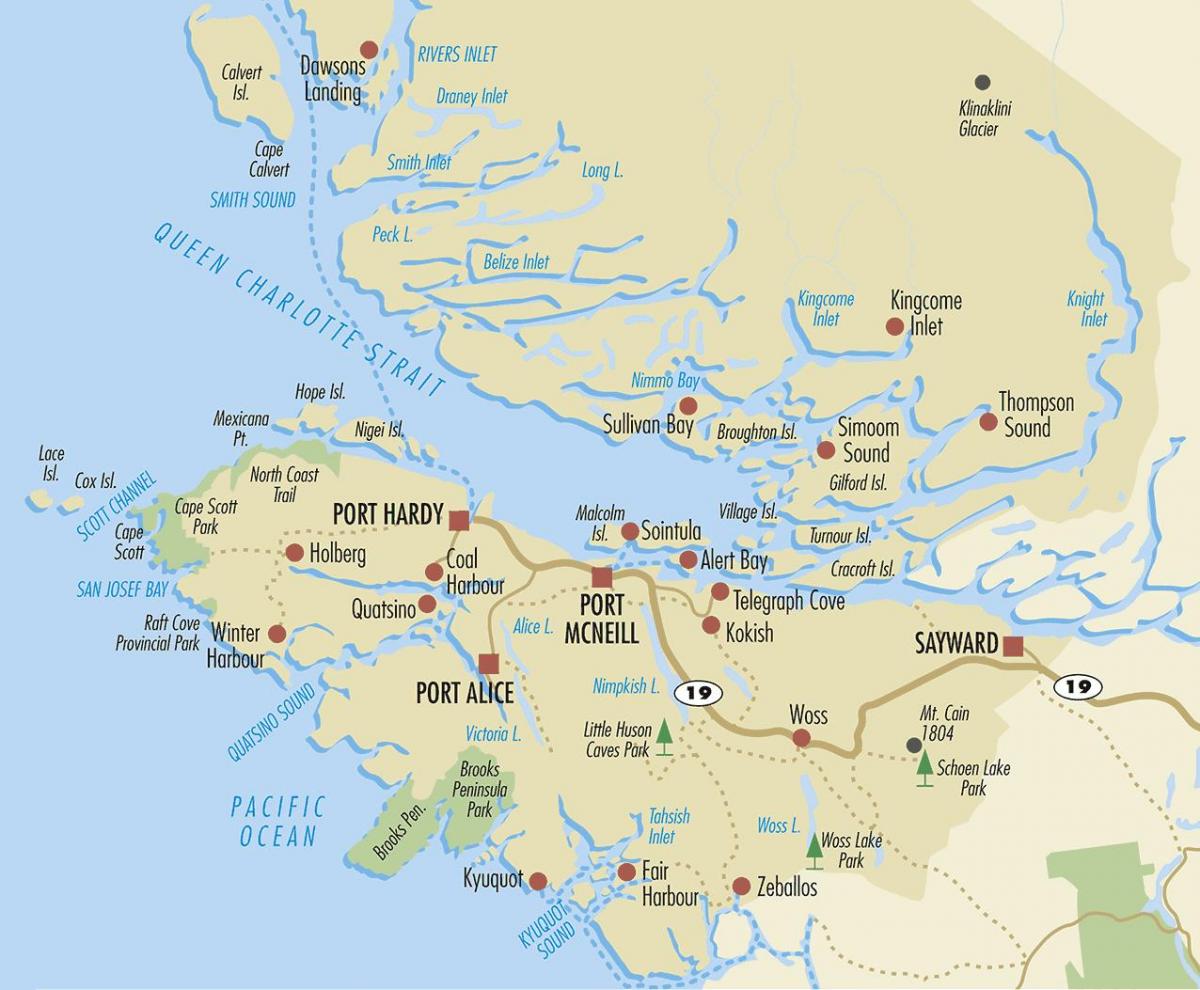 Mapa ng north vancouver island
