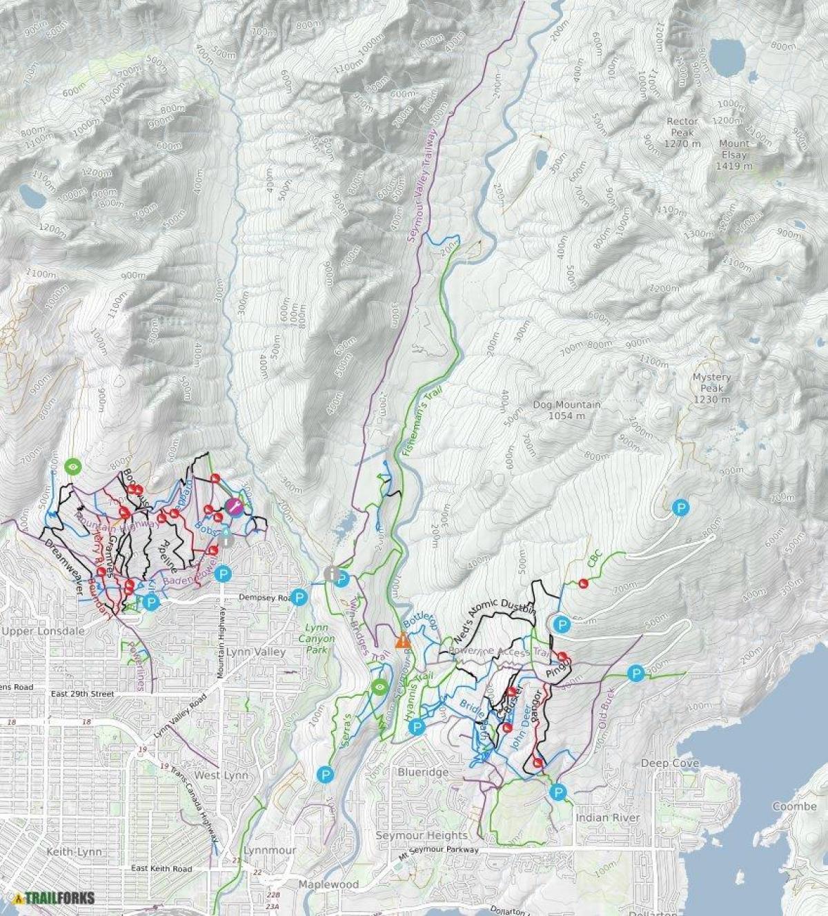 Mapa ng north vancouver trail