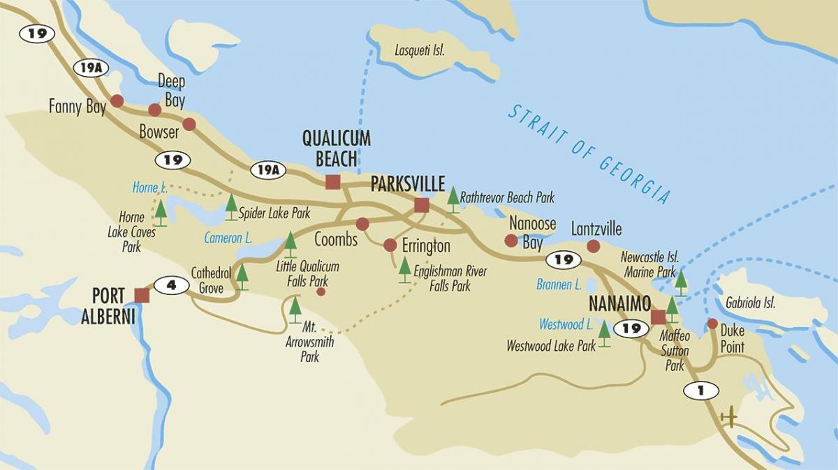 mapa ng parksville vancouver island