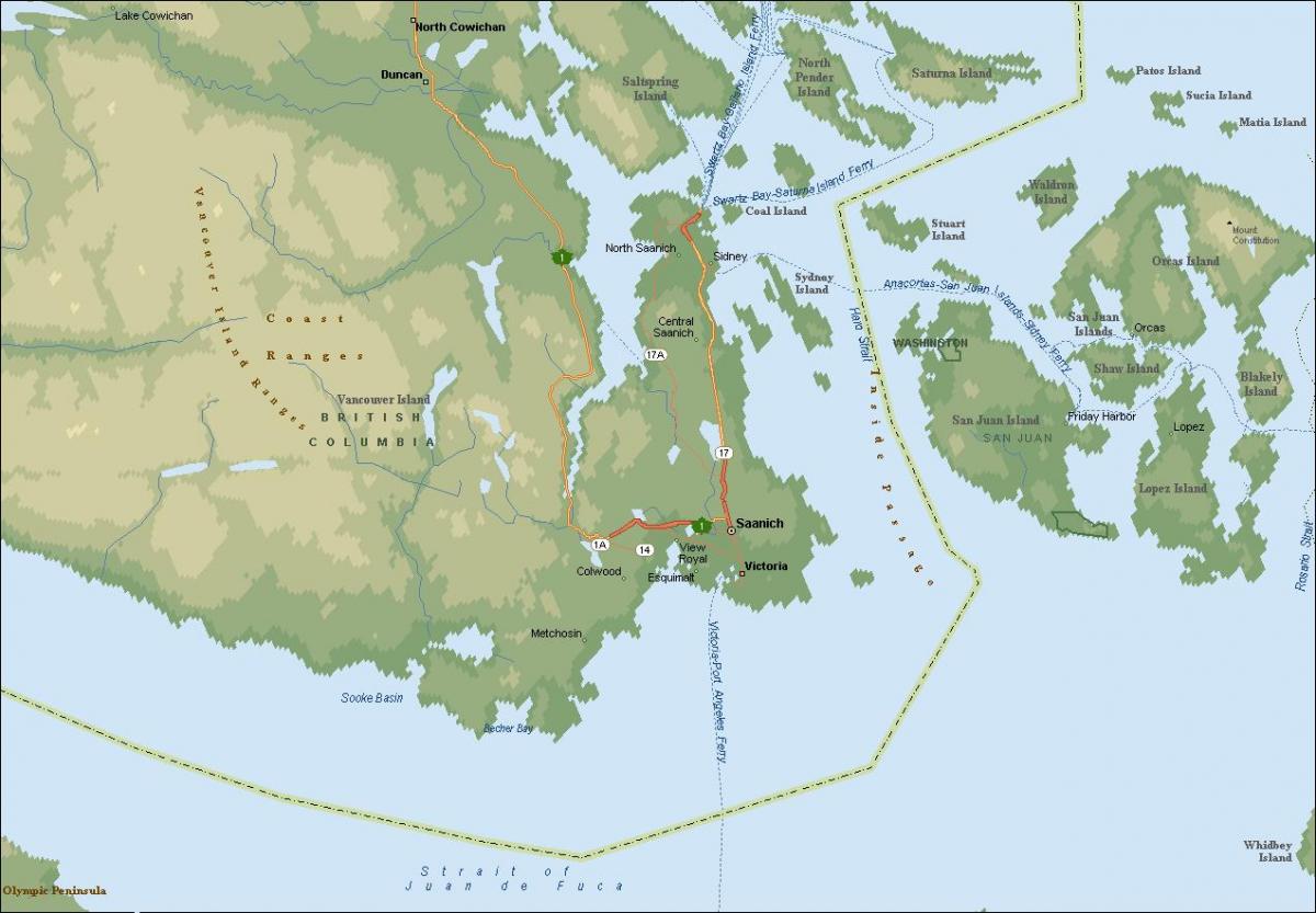 Mapa ng saanich vancouver island