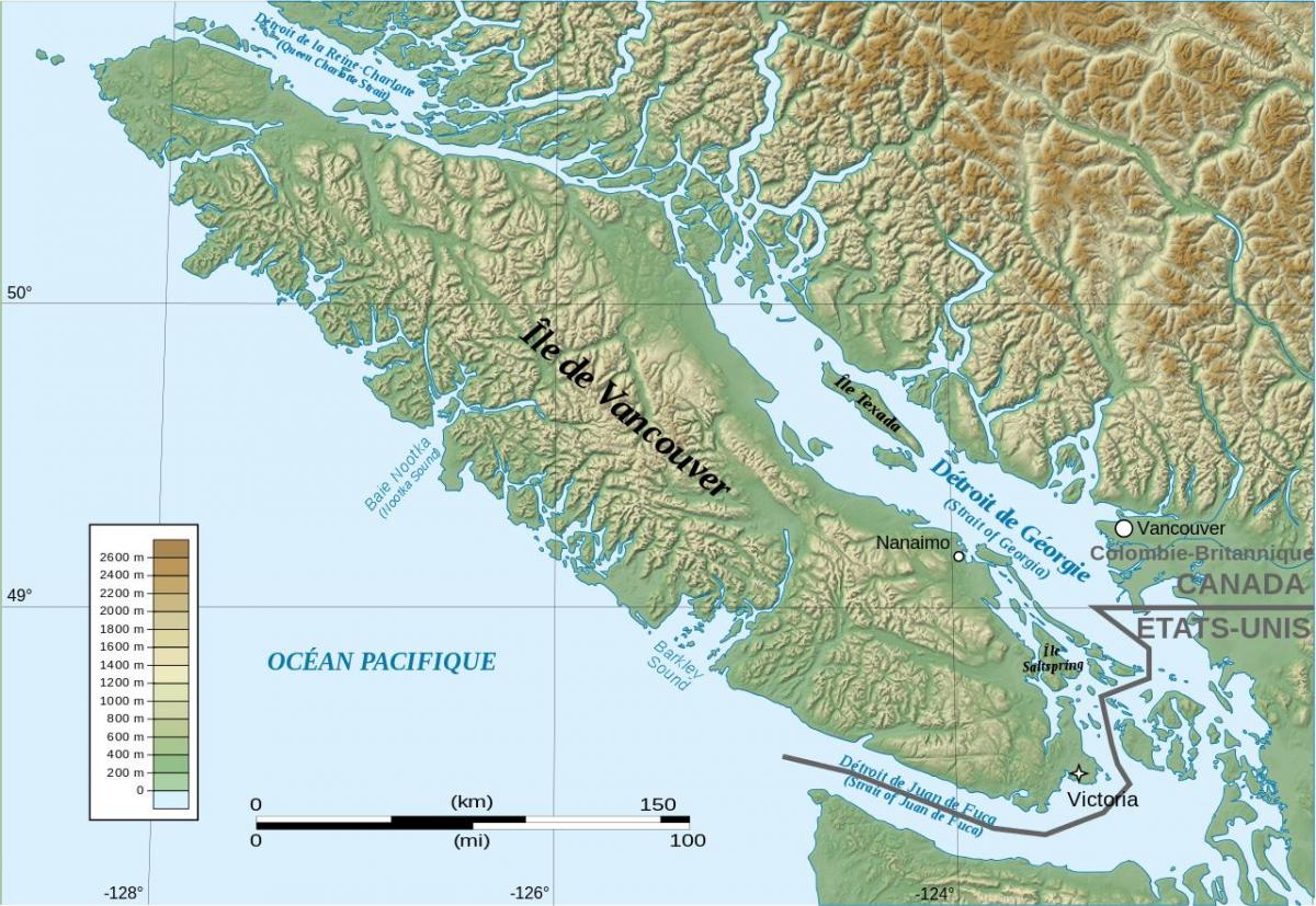Mapa ng topographic vancouver island