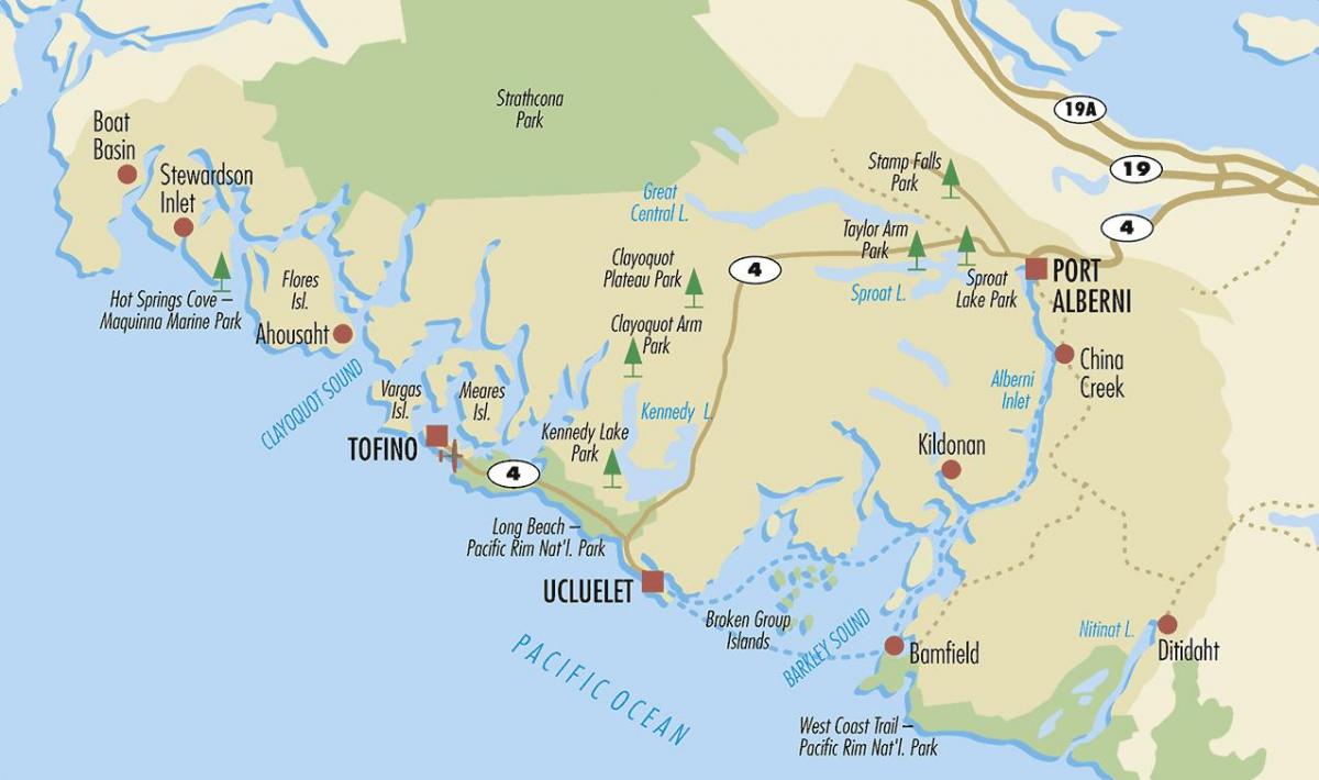 Mapa ng ucluelet vancouver island