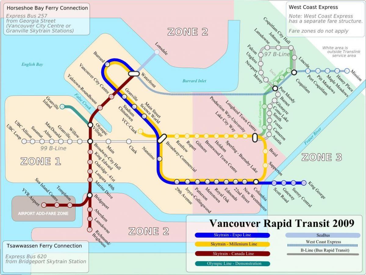 Mapa ng vancouver airport train