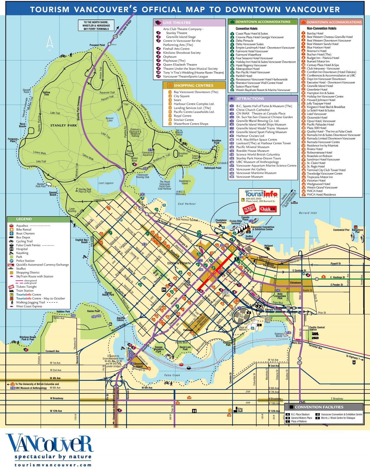 downtown vancouver mapa na may mga atraksyon