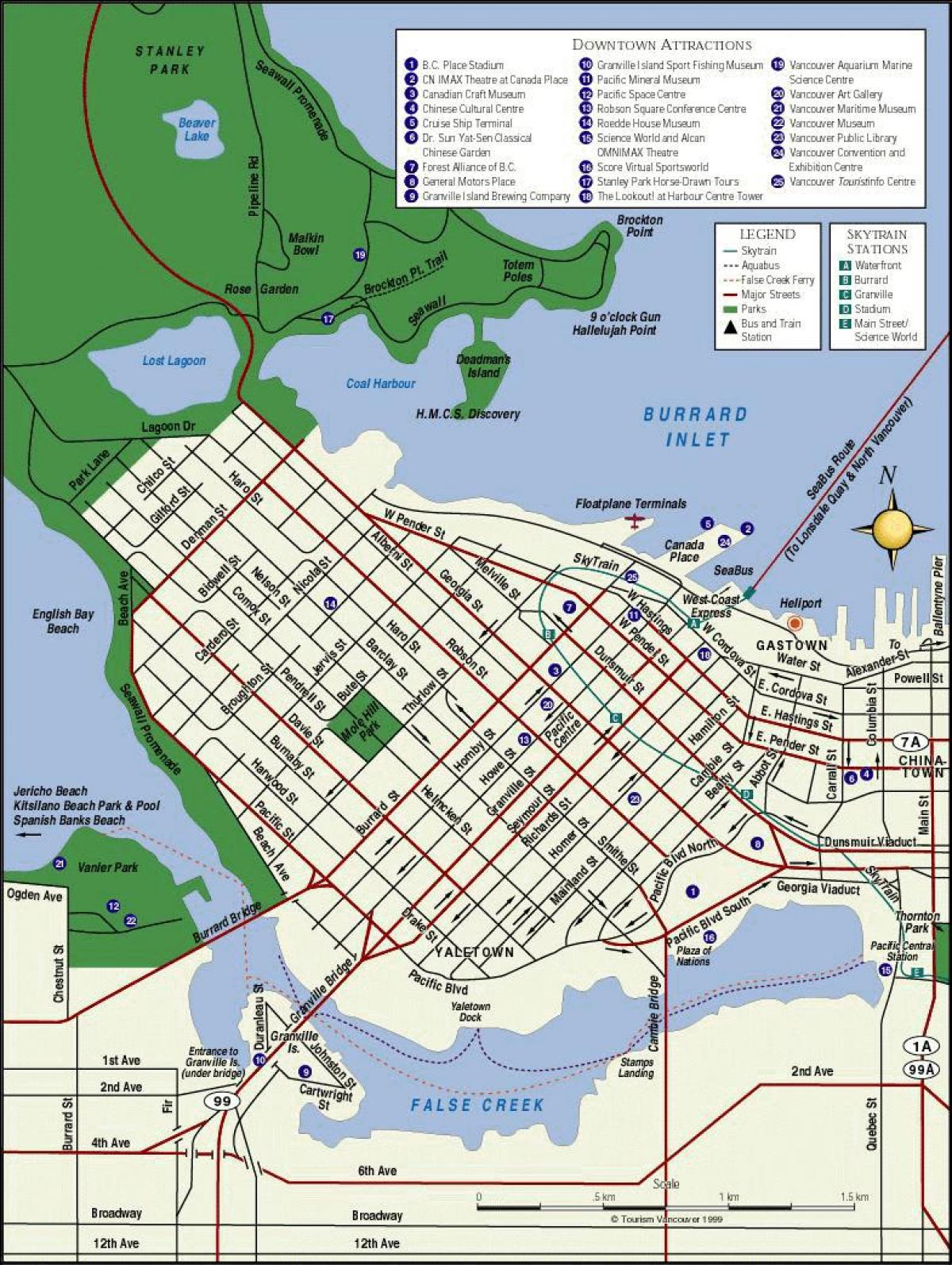 Mapa ng vancouver city center