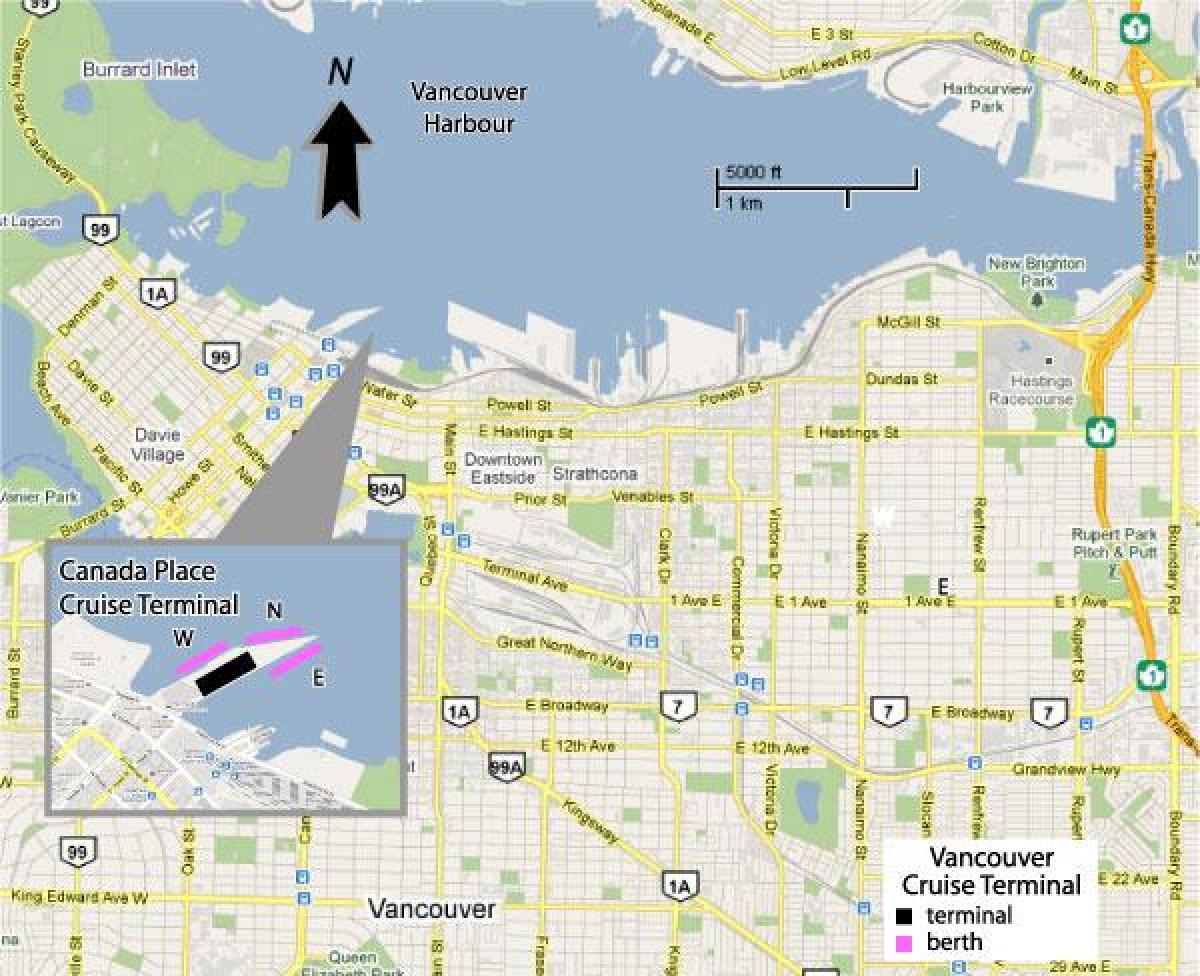 vancouver cruise ship port mapa