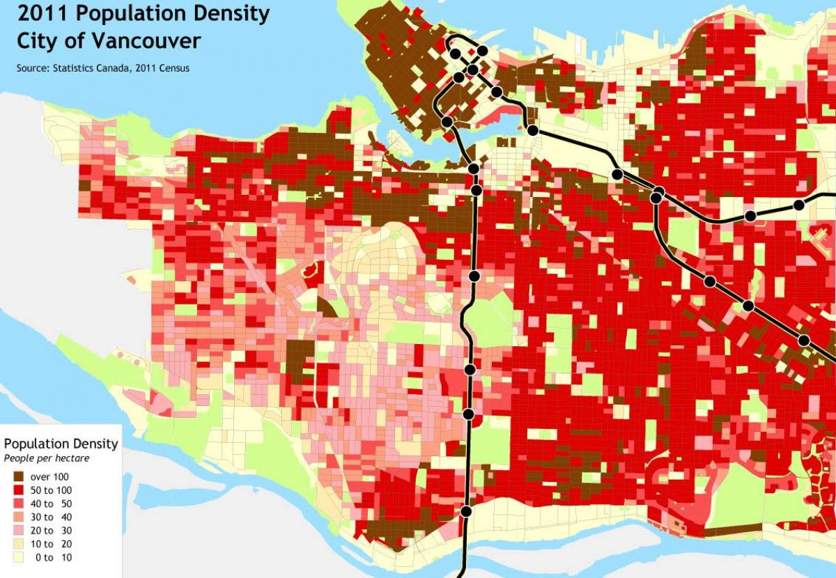vancouver populasyon density mapa