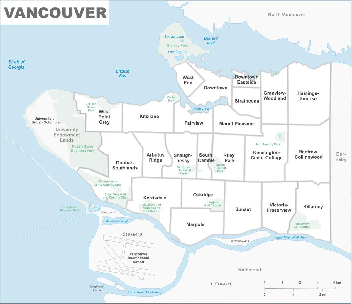 Mapa ng distrito vancouver