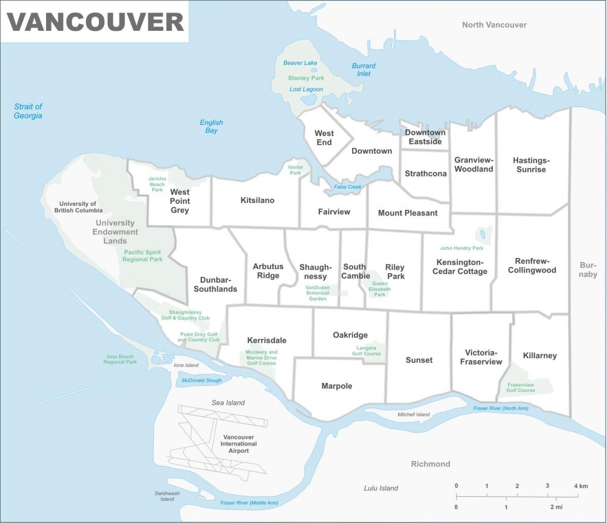 vancouver bc kapitbahayan mapa