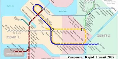 Vancouver skytrain zone mapa