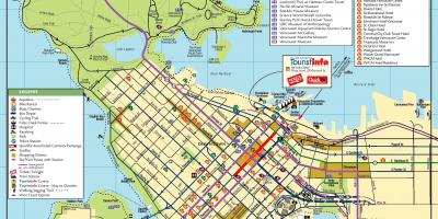 Downtown vancouver mapa na may mga atraksyon