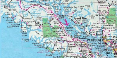 Mapa ng vancouver island lawa